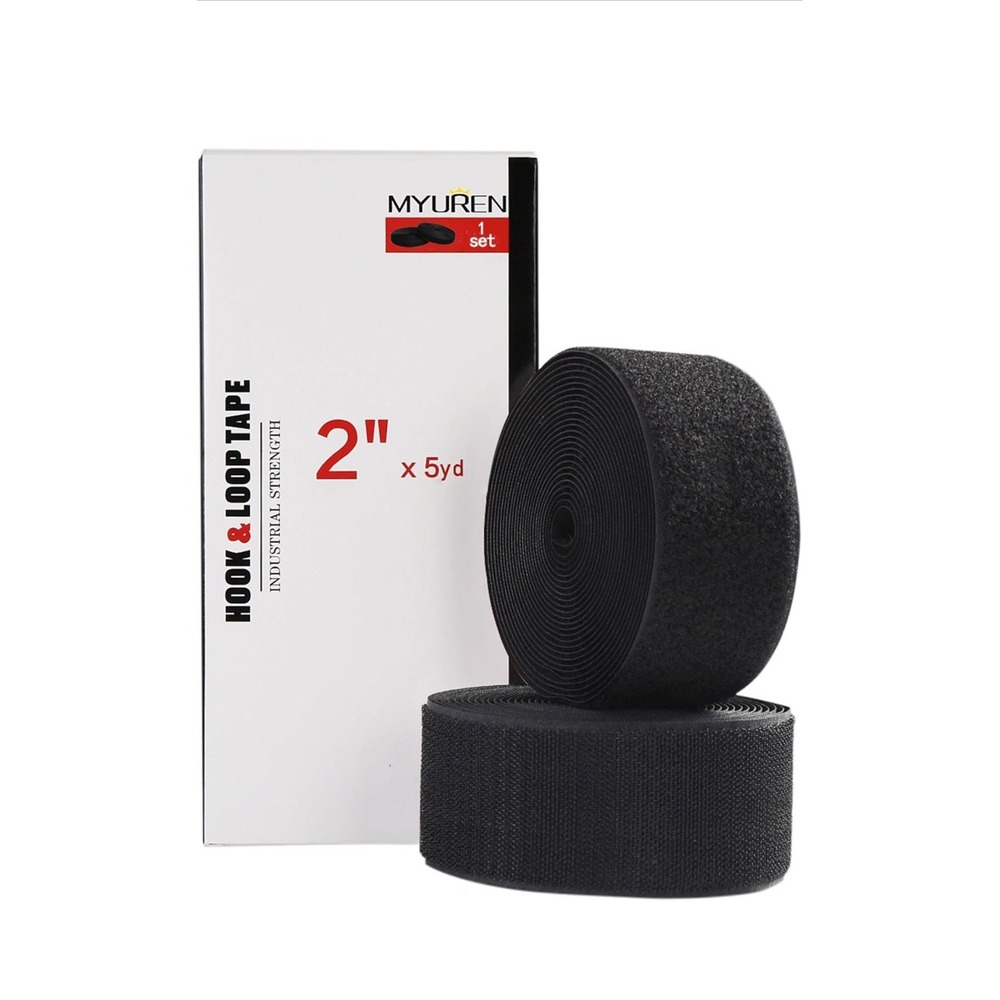 2-Inch Sew-On Hook and Loop Fabric Fastener - 5 Yards of Versatile Black Tape